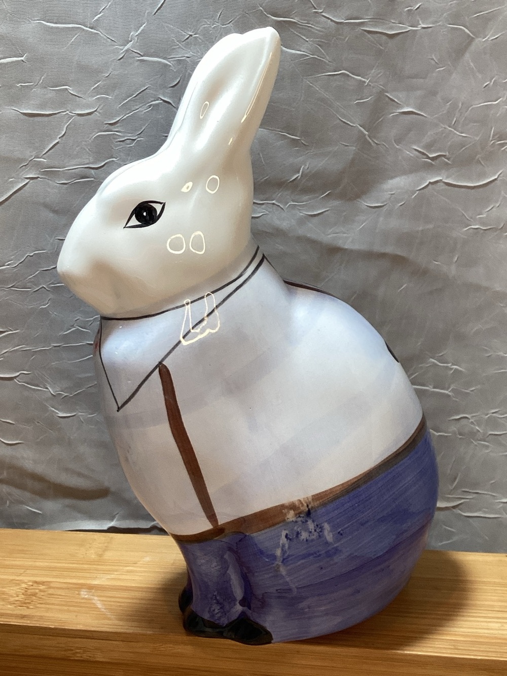 Hand-Painted White Ceramic Bunny Rabbit Bank Vintage Artistic Inc Made Taiwan